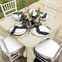 Fitable 6 Pack Square Tablecloths - 70 X 70 Inches - Stain Resistant And Reusable Table Clothes, Ivory Polyester Fabric Table Covers For Dining, Card Tables, Coffee Tables - Ivory70x70In - View 3