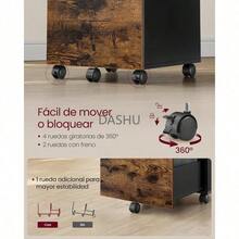 Office Cabinet, Mueble Archivador de 2 Cajones, Archivador Móvil, Soporte Impresora, para Documentos de Tamaño A4, Carta, Carpetas, Marrón Rústico y Negro OFC040B01 - Café rústico + Negro - Ver 7