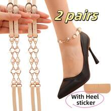 2 Pairs Of Adjustable Heel Laces, High Heel Buckle Straps, Detachable Ankle Laces Laces, No Batteries Required - Two Pairs Of White Shoe Buckles - View 1