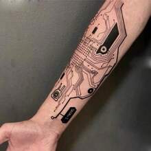 MX  4 Sheets Waterproof Temporary Tattoos Stickers Cyber Punk Artificial Intelligence Mechanical Finger Steampunk Cool Futuristic Cyberpunk Style - 龐克 - 查看 6