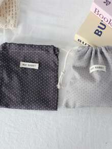 波点抽绳收纳袋，可爱迷你抽绳包，手提钥匙扣零钱包，小布袋，口红化妆包 - 彩色 - 查看 6