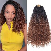Belle Show 3Packs Goddess Box Braids Crochet Hair 14Inch Boho Box Braid Crochet Hair With Curly Ends Synthetic Braiding Hair Extensions For Women - Multicolor - View 8