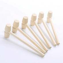 5pcs/10pcs/30pcs Mini Wooden Mallet, Multipurpose Wooden Hammer, Suitable For Chocolate, Woodcraft, Lobster Cracking, With Red Ribbon, Birthday And Wedding Party Favors, Valentine's Day Gift, Craft And Party Game Props, Chocolate Melter, Birthday Party Favor, Wooden Paddle, Small Wooden Mallet - Yellow - View 5