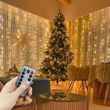 Remote Control Curtain Lights, Holiday Wreath Fairy Lights, 8 Function Camping Decor Lights, Valentine's Day Decor, Romantic Pink Atmosphere Wedding Party Lights, 4 Light Color Options, Holiday Lighting Decor, Birthday Party Decor Lights, Date Night & Family Dinner Lights, Bedroom Curtain Lights, Christmas & Halloween Decor Lights