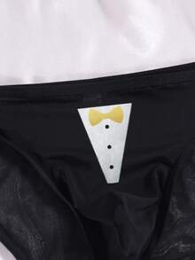 男士黑色透气舒适日常印花三角内裤 - 黑色 - 查看 6