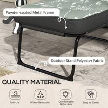 Outsunny Outdoor Lounge Chair With Padded Cushion, Folding Reclining Patio Garden Chair With Recline Back, Footrest, For Poolside, Patio, Grey - Grey - View 2