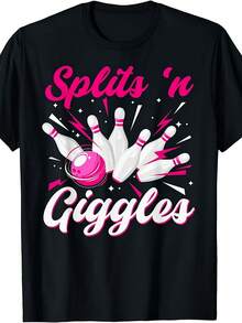 Men Women Cotton Bowling Team T-Shirt Retro Splits 'n Giggles Graphic Tee With Bowling Pins Design Black Pink Casual Gift For Bowlers Funny Shirts Funny Tshirts Funny T Shirts Silly Shirts Clothes Shirts Funny Men Clothes Funny Tshirts Men Funny Tops Graphic Tees Men Funny Graphic Tees Tshirt For Women Graphic T Shirt T Shirt For Women Streetwear Weird Shirts Men Tshirt Funny Tshirt Men T Shirts For Women T Shirts Funny Men Size S-3XL - Black - View 2