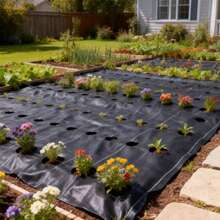 10m Length, 2 Width Options - Barrier Control Woven Garden, Landscape Fabric Heavy Duty Ground Cover Cloth - Black - View 5