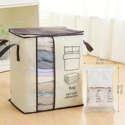 真空收纳袋，无纺布加固手持式衣物床上用品收纳袋 - 非常适合季节性衣物床上用品收纳、搬家日防尘防水收纳、玩具及杂物整理以及节省空间的解决方案。