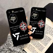 Grupos de K-pop: ATEEZ,  y Seventeen. Esta elegante funda es compatible con los modelos  17, 16, 15, 14 Pro Max, 13, 12, 11, XR y XS Plus. Fabricada en silicona de vidrio, ofrece protección contra golpes y caídas, además de una sensación superior. Es el regalo ideal para familiares, amigos y seres queridos, y la opción perfecta para Año Nuevo. - Negro - Ver 5