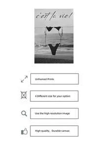 1pc Frameless 'This Is Life' Quote Wall Art - French Saying Minimalist Bikini Beach Print, Black White Retro Coastal Bathroom Decor For Bedroom Dorm Home Office Classroom, Vintage Style Poster & Best Gift Choice - Multicolor - View 5
