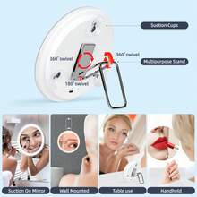 Quà tặng Ngày Valentine: Gương trang điểm có đèn LED trắng, độ phóng đại 10X, 20X, 30X, kích thước 6 inch, cầm tay nhỏ gọn, có chân đế, dùng để trang điểm, cạo râu và chăm sóc da, pin sạc 800mAh, gương trang điểm du lịch có đèn, món quà tuyệt vời nhất cho nam và nữ. - trắng - Xem 5