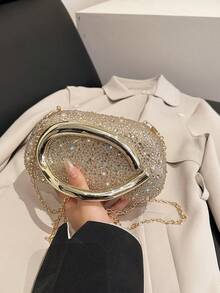 1件装时尚百搭高端小众派对/晚宴手拿包 - 金色 - 查看 6
