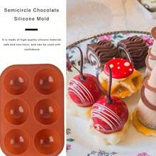 Khuôn silicon hình bán cầu 6 ngăn, thích hợp để nướng bánh sôcôla nóng, bánh ngọt, thạch, mousse hình vòm và nhiều món khác. - Nhiều màu - Xem 6