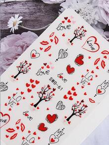 2片/套浪漫情人节美甲贴纸，心形和唇形图案，3D美甲贴花，自粘式DIY滑动美甲装饰，适合女孩和女士在情人节美甲时使用。 - 彩色 - 查看 8