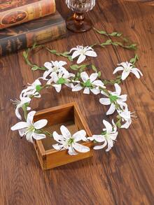 1件波西米亚风花冠发箍，公主风花朵发圈，适合女性、花童、伴娘、婚礼、派对、头饰、皇冠 - 彩色 - 查看 7