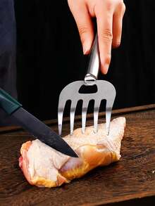 1/3pcs Stainless Steel Bear Claw Hand Protector, Household Kitchen Meat Cutting Anti-Scald Tool, Multi-Functional Hand Guard - Silver - View 2