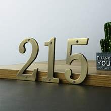 1个4英寸（101毫米）实心黄铜金属门牌号、公寓号码牌、邮箱地址牌、室外门牌号 #0-9 - 金色 - 查看 1