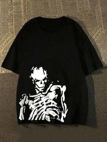 Men's Casual Skeleton T-Shirt, 100% Cotton, New Release, Premium Style, Spring/Summer - Black - View 1
