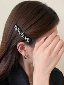 2pcs/1pc Fashionable Rhinestone Star Bangs Hair Clip, Women Chic Side Clip BB Clip Half Bun Hair Accessory With Star Element - Multicolor - View 6