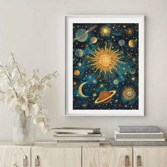 Pintura de diamante 5D Cielo estrellado del universo de dibujos animados - Kit de arte de diamante de acrílico redondo soluble en agua, juego completo de manualidades DIY para principiantes, sin marco, adecuado para decorar la sala de estar, el dormitorio y la oficina, regalo hecho a mano, decoración de pared, múltiples tamaños disponibles