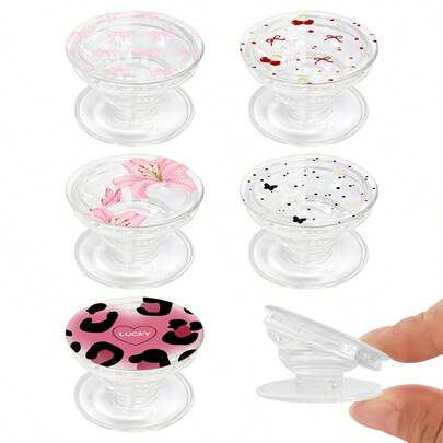 Foldable Cute Printed Phone Stand - Butterfly/Cherry/Lily Pattern Adorable Phone Holder