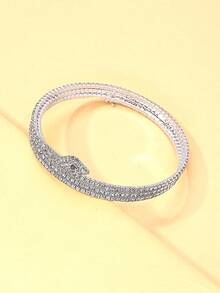 1件时尚全镶钻臂环手镯，闪亮蛇形水晶手镯