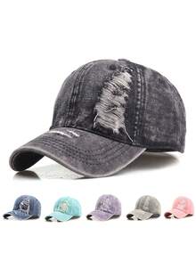 1pc Unisex Distressed Ombre Color Retro Casual Fashion Couple Cap - Multicolor - View 16