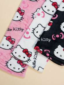 2pcs Sanrio Authorized Flannel Pajamas, Cute Hello Kitty Women Casual Lounge Pants, Pink Cartoon KT Print, Fashionable Autumn Sleepwear - Multicolor - View 5