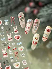 Beautizon Nailartlab 3D Embossed Rabbit, Strawberry, Bow, Snowflake Pattern Nail Art Stickers - Multicolor - View 8