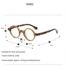 几何图案醋酸纤维全框男女通用眼镜，复古风格，四季皆宜 - 透茶玳瑁腿 - 查看 6