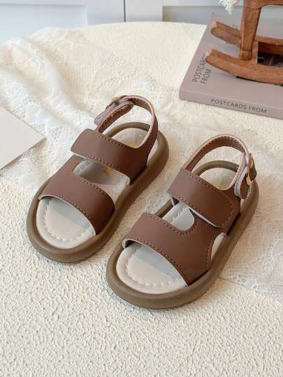 1 Pair Baby Sandals, Low-Saturation Color Tone Matching All Summer Outfits, Gentle . Wide Vamp Won't Rub Feet, Soft And Thick Sole For Cushioning, Hook And Loop Strap Fits Different Foot Types, Practical For Daily Activities, Looks Good, Blind Buy!