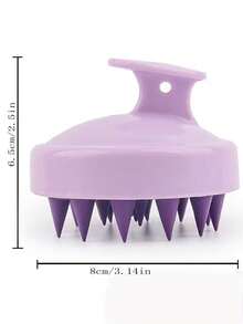 1pc New Silicone Shampoo Brush, Hand-Held Home Use Scalp Massage Brush, Wet & Dry Use ,Hair Styling Kit ,Hair Tool - Mauve Purple - View 3