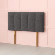 2ft6 Small Single Teddy Fabric Headboard Panel 26inch - Grey - View 5