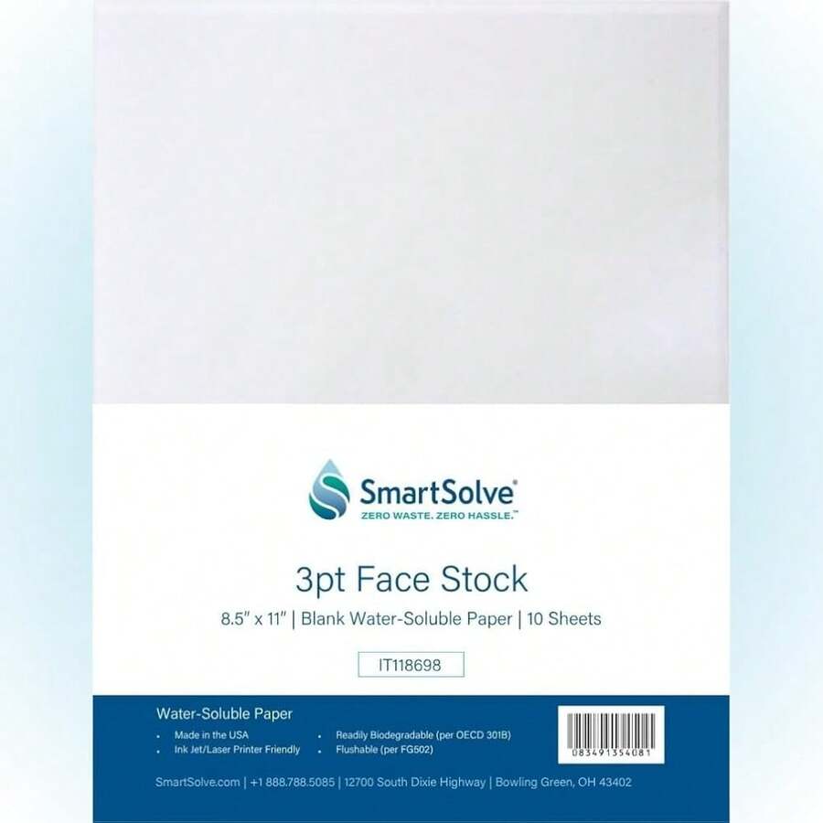 3 Pt. Water-Soluble Paper | Dissolves Quickly In Water |  | -Friendly | Printer Compatible | Crafts, Drawing, Notes | Letter Size, 8.5" X 11" | Pack Of 10 White Sheets - Gói 10 tờ - Xem 1