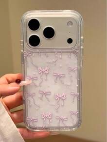 1pc Fashionable Sweet Cute Bow Polka Dot Pattern Transparent Phone Case, Suitable For IPhone 17 Pro Max, 17 Pro, 17, 16 Pro Max, 16 Pro, 16, 15 Pro Max, 15 Pro, 14 Pro Max, 14 Pro, 13, 12 Pro Max, 11, 16, 15, 14 Plus, Y2K Style, Adorable And Unique, Transparent Soft Shell, Great Gift Option - Bow - View 5