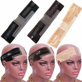 Banda para el cabello de terciopelo antideslizante con silicona, banda de cabello de terciopelo suave con encaje en forma de T para sujetar la peluca de manera ajustable para mujeres