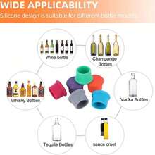1 件/6 件简单易用的硅胶酒塞，可重复使用的硅胶酒塞，适用于葡萄酒、啤酒、香槟酒瓶，适用于洗碗机，保持葡萄酒新鲜 - 彩色 - 查看 7