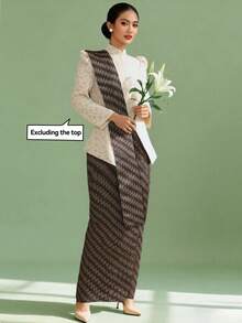 Elegant Women's Mid-Length Dress With Accessory Ribbon, Suitable For Spring/Summer Vacation, Daily Wear And Dating, Brown - Coffee Brown - View 1