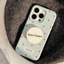 GUCADI 1pc Mocha Brown Milk Bubble + Milk Foam Holder High-End Bracket Phone Case Compatible With Iphone 17/15, Retro, Personalized, Geometric, European And American Style, Minimalist, Niche, Ins Style - Smoky Blue - View 12