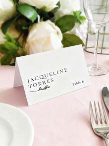 1pc Customized Wedding Name Card - Editable Table Number Card | Modern Minimalist Design, Black & White, Heart Pattern, Customizable Initial | Personalized Seating Card For Wedding, Event, Party | 9*10cm, Coated Paper - Multicolor - View 5