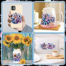 5 Sheets Floral Girl UV DTF Stickers Glass DTF Transfer Stickers UV DTF Transfer Stickers for Glass Cups DIY Water Bottle Glass Waterproof Rub on Transfers for 16 oz Tumbler - Verschiedenfarbig - Übersicht 5