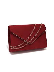 Envelope Design Party/Wedding Clutch Bag For Women, With Detachable Chain Strap And Shoulder Strap, Fashion Wallet - Red - View 5