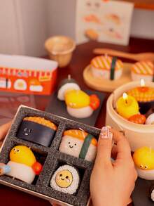 1 Set Japanese Sushi Scented Candles, Romantic Atmosphere Decor, High-End Photoshoot Props, Suitable For Holidays, Festivals, Valentine's Day, Ramadan, Easter, Mother's Day, Christmas, Halloween, New Year, Memorable Gifts For Family And Friends - Multicolor - View 11
