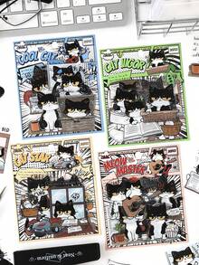 20张/包可爱卡通猫咪语录贴纸，适用于微景观、口袋、行李箱、笔记本电脑、水瓶、手机壳、冰箱、墙壁、头盔、橱柜、床、吉他、教室等装饰，学习用品，教师配件 - 均碼 - 查看 7