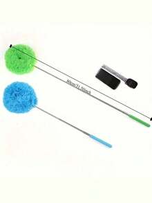 12ft Extendable Microfiber Duster - Blue, Long Handle, Dust-Proof, Reusable, Machine Washable, Easy Cleaning For Walls, Shelves, Furniture, Windows And Ceilings - Multicolor - View 7