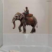 1件装骑象3D立体防水防油PVC墙贴，适合斋月节日常使用，卧室、厨房、客厅等场所。 - 彩色 - 查看 5