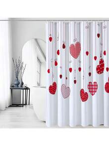 1/4 Piezas Conjunto de Cortina de Ducha Romántica para el Día de San Valentín, Impermeable de Poliéster con Patrón de Corazón, Lavable a Máquina, Incluye 12 Ganchos, Decoración de Baño con Tema de Amor Tejido, Regalo Ideal para el Día de San Valentín - Multicolor - Ver 7