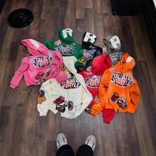 Men's  Sweater European And American Goth Dark Top Printed Loose Hooded Sweater - màu đen - Xem 3