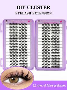 192片D型卷翘簇状假睫毛，高密度，30D+40D+60D+80D/40D+60D+80D+100D，8-16毫米，DIY睫毛簇，超浓密，自然，轻盈，持久，防水，可重复使用，单节假睫毛，睫毛嫁接套装，含化妆工具 - 黑色 - 查看 4